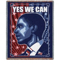 Barack Obama - Yes We Can - Cotton Woven Blanket Throw -  (72x54)