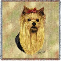 Yorkshire Terrier Yorkie - Robert May - Lap Square Cotton Woven Blanket Throw -  (54x54)