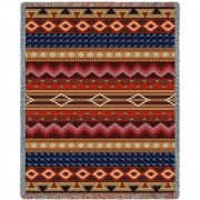 Yuma - Southwest Native American Inspired Tribal Camp - Cotton Woven Blanket Throw -  (72x54)