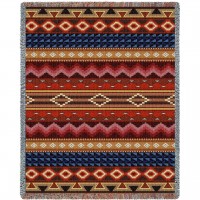 Yuma - Southwest Native American Inspired Tribal Camp - Cotton Woven Blanket Throw -  (72x54)