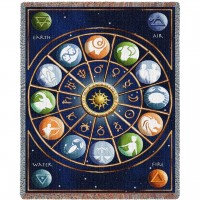 Zodiac Signs - Cotton Woven Blanket Throw -  (72x54)