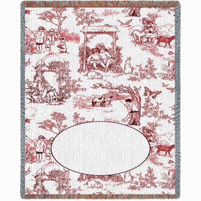 Childhood Toile Red Mini Blanket 34x53 inch - 666576124085 - 5791-T