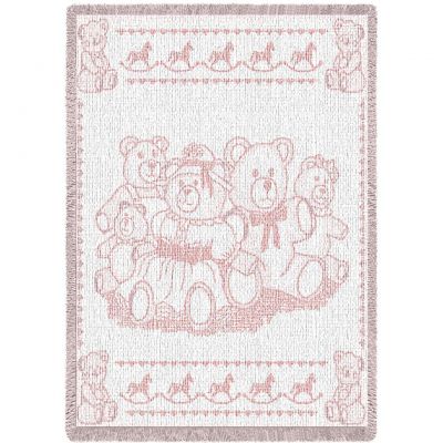 Bears Pink Mini Blanket 48x35 inch - 666576111870 - 522-A