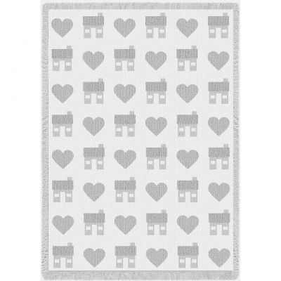 Heart and House White Natural Blanket 48x69 inch - 666576213567 - 5944-A