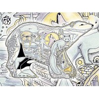 Polar Bear Blanket by Artist Sue Coccia 70x54 inch