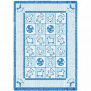 Baby Icons Blue Small Blanket 48x35 inch