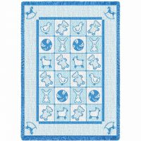 Baby Icons Blue Small Blanket 48x35 inch