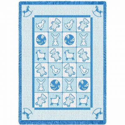 Baby Icons Blue Small Blanket 48x35 inch - 666576111924 - 360-A