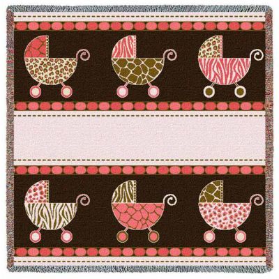 Pram Pink and Brown Small Blanket 53x53 inch - 666576703297 - 6566-LS