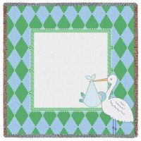Stork Diamond Green Small Blanket 53x53 inch