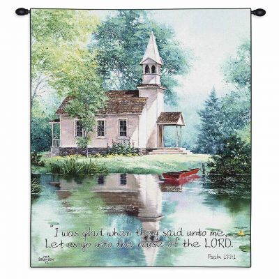 Lakeside Scripture Wall Tapestry 26x34 inch - 666576699606 - 6254-WH