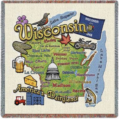 Wisconsin State Small Blanket 54x54 inch - 666576090304 - 3916-LS
