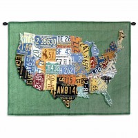 USA Tags Small Wall Tapestry 34x26 inch