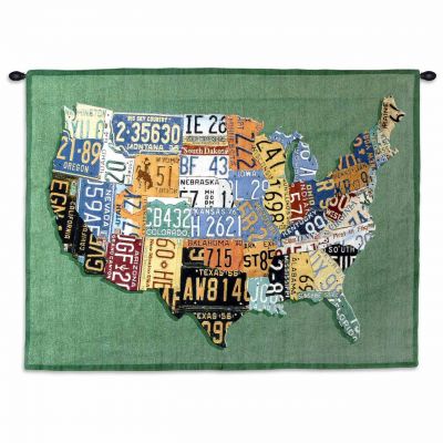 USA Tags Small Wall Tapestry 34x26 inch - 666576097747 - 4371-WH
