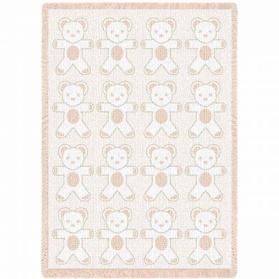 Teddy Bears Natural Small Blanket 48x35 inch - 666576105688 - 4410-A