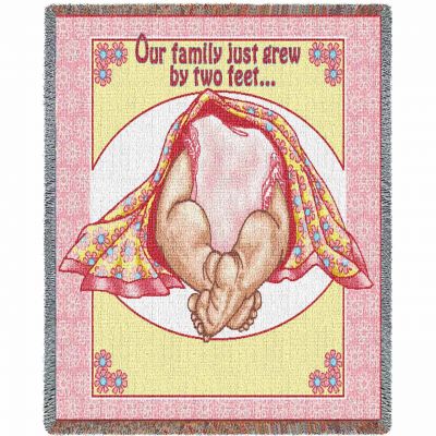 Two Feet Pink and White Mini Blanket 54x49 inch - 666576008002 - 718-T