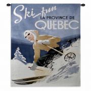 Ski Quebec Small Wall Tapestry 27x32 inch