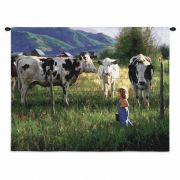 Anniken And Cows Wall Tapestry 34x26 inch
