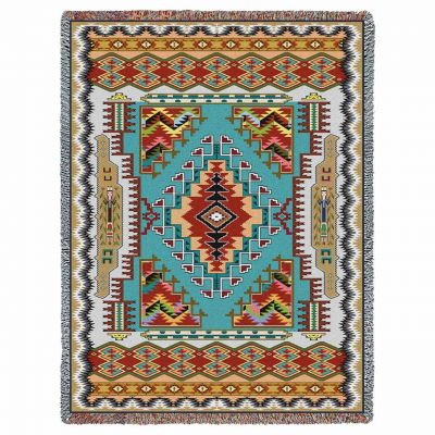 Painted Hills Turquoise Tapestry Throw 53x70 inch - 666576715609 - 7149-T