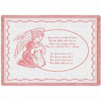 Jesus Loves Me Pink Small Blanket 48x35 inch - 666576053538 - 4476-A