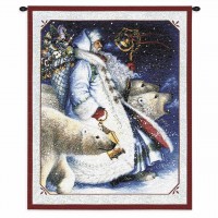 Santa and Polar Bears Wall Tapestry 26x34 inch