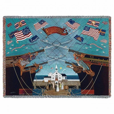 Dockside Marriage Blanket by Artist Charles Wysocki 54x70 inch - 666576717334 - 7120-T