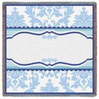 Damask Blue Small Blanket 53x53 inch