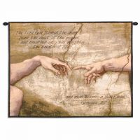 Creation of Adam With Words Wall Tapestry 34x26 inch