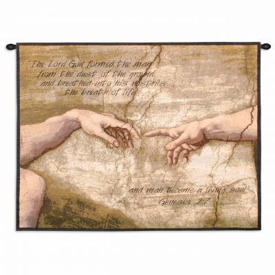 Creation of Adam With Words Wall Tapestry 34x26 inch - 666576062455 - 1343-WH