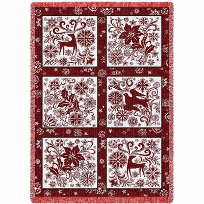 Holly Red and White Blanket 48x69 inch - 666576115533 - 5521-A