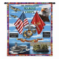 Marine Corp Land Sea Air Wall Tapestry 26x34 inch