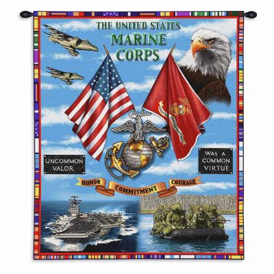 Marine Corp Land Sea Air Wall Tapestry 26x34 inch - 666576041108 - 1082-WH