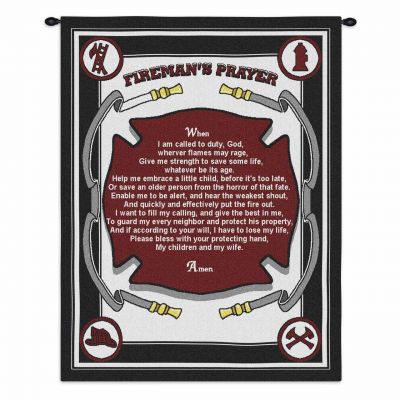 Firefighters Prayer Wall Tapestry 34x26 inch - 666576096344 - 776-WH
