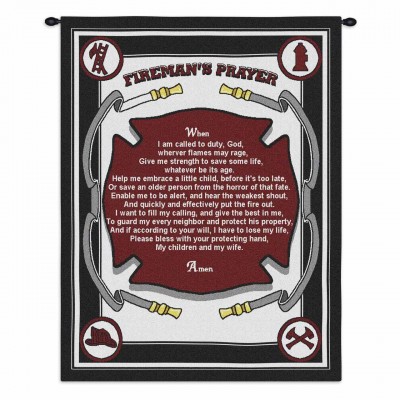 Firefighters Prayer Wall Tapestry 34x26 inch - 666576096344 - 776-WH