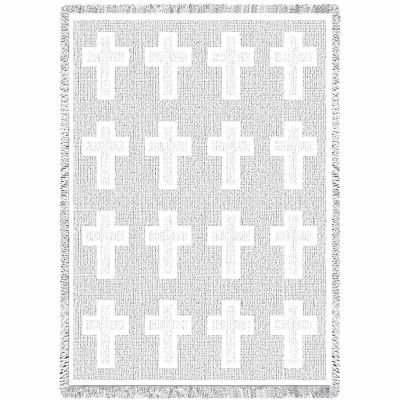 Cross White Natural Mini Blanket 48x35 inch - 666576015604 - 4537-A