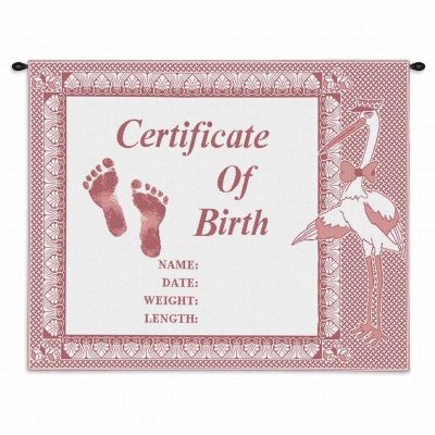 Birth Certificate Girl Wall Tapestry 33x26 inch - 666576079859 - 3535-WH