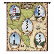 Lighthouses of the Southeast II Wall Tapestry 26x32 inch