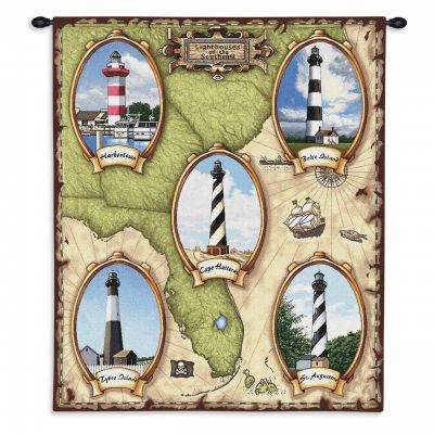 Lighthouses of the Southeast II Wall Tapestry 26x32 inch - 666576088523 - 1055-WH