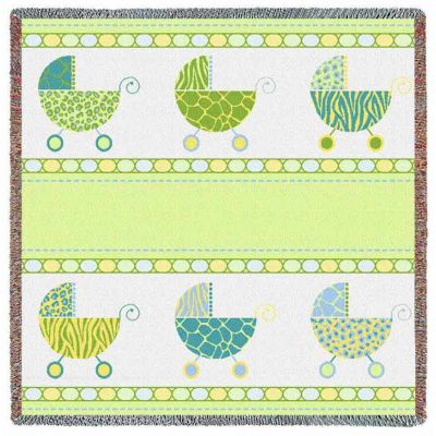 Pram Blue and Green Small Blanket 53x53 inch - 666576703358 - 6563-LS