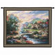 Country Bridge Wall Tapestry by Artist James Lee 34x26 inch