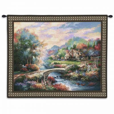 Country Bridge Wall Tapestry by Artist James Lee 34x26 inch - 666576058885 - 2527-WH