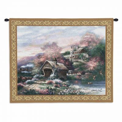 Old Mill Creek Wall Tapestry by Artist James Lee 34x26 inch - 666576059783 - 2526-WH