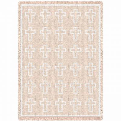 Cross White Natural Blanket 48x69 inch - 666576020929 - 4481-A