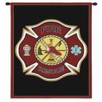 Firefighter Shield Wall Tapestry 36x24 inch