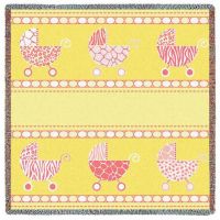 Pram Pink and Yellow Small Blanket 53x53 inch