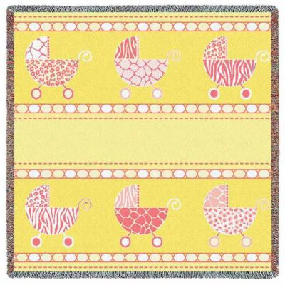 Pram Pink and Yellow Small Blanket 53x53 inch - 666576703327 - 6564-LS