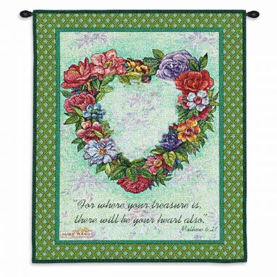 Treasured Heart Wall Tapestry 26x34 inch - 666576699644 - 6279-WH