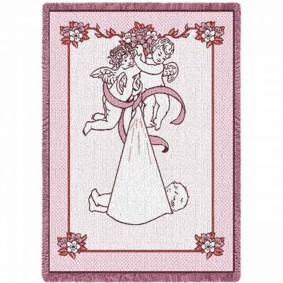 New Angel and Baby Pink Small Blanket 48x35 inch - 666576015611 - 263-A