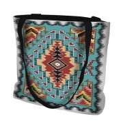 Painted Hills Turquoise Hand Finished Large Woven Tote or Shoulder Bag with Magnetic Clasp 100% Cotton Double Sided Made in USA by Artisan Textile Mill