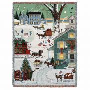 Cape Cod Christmas Blanket by Artist Charles Wysocki 54x70 inch
